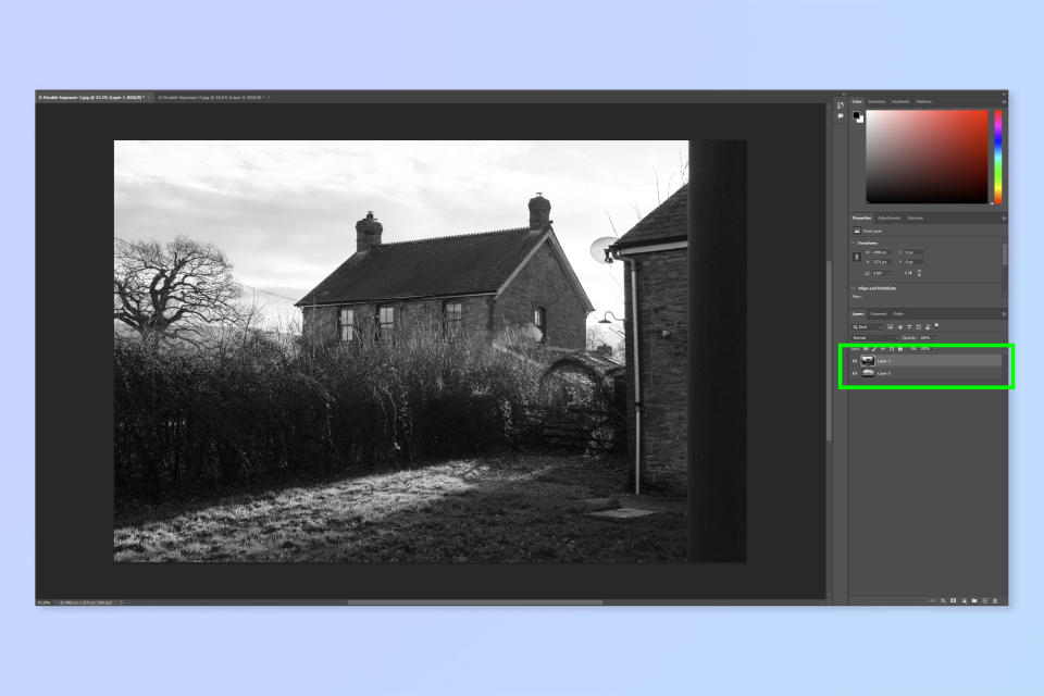 A screenshot showing how to create a double exposure in Photoshop