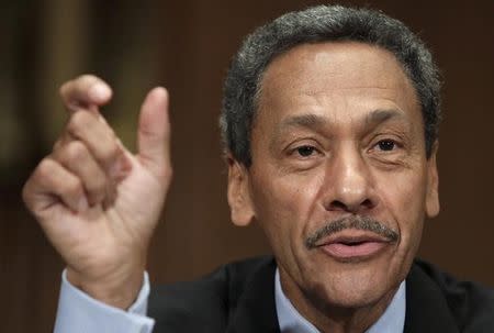 Representative Mel Watt testifies before the Senate Banking, Housing and Urban Affairs Committee confirmation hearing to be the regulator of mortgage finance firms Fannie Mae and Freddie Mac on Capitol Hill in Washington June 27, 2013. REUTERS/Yuri Gripas