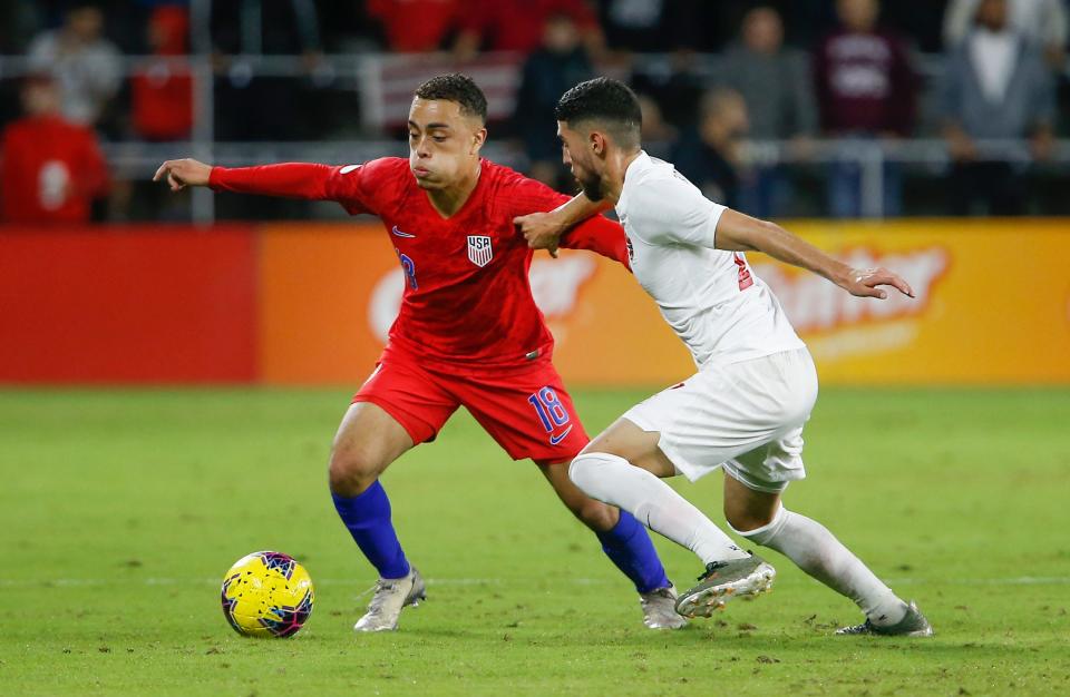 Dest during a match for the USMNT in 2019.