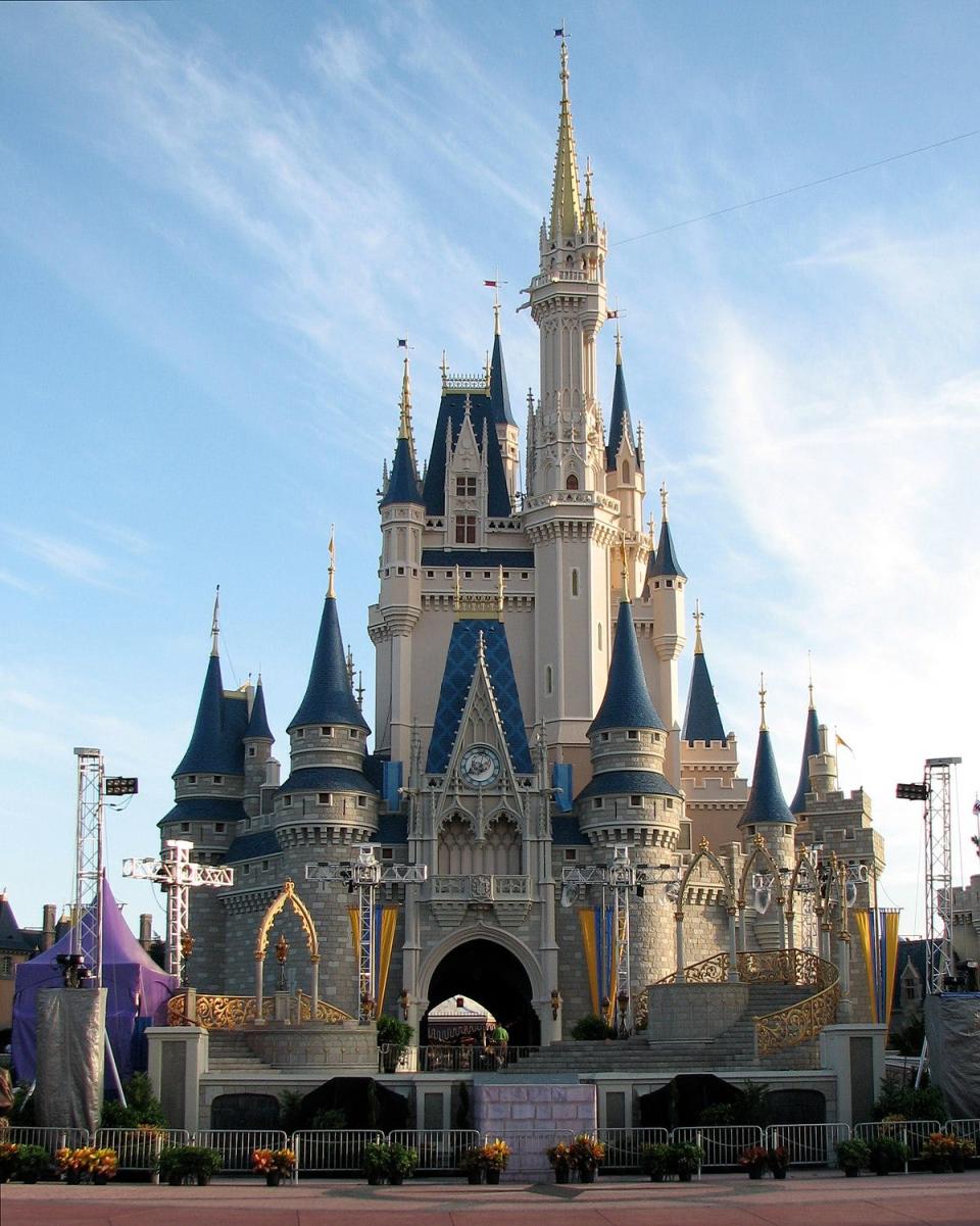 The Cinderella Castle sits central to the Magic Kingdom in Walt Disney World.