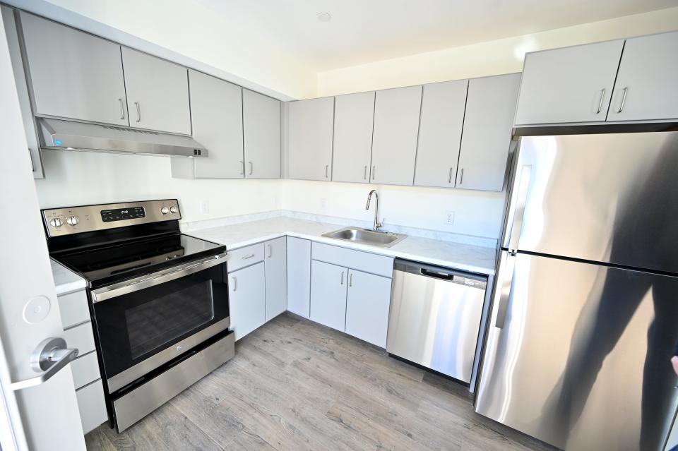 A kitchen in a Grand Street Commons unit in Worcester.