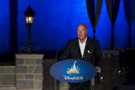 FILE PHOTO: Bob Chapek, chairman of Walt Disney Parks and Resorts, speaks during the 10th anniversary ceremony of Hong Kong Disneyland in Hong Kong, China