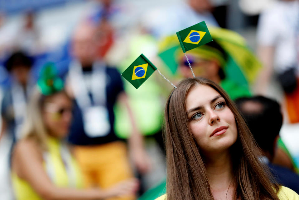 <p>Brazil fan before the match REUTERS/Carlos Garcia Rawlins </p>