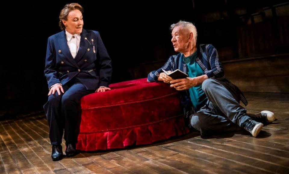 Frances Barber, left, excels as Polonius.