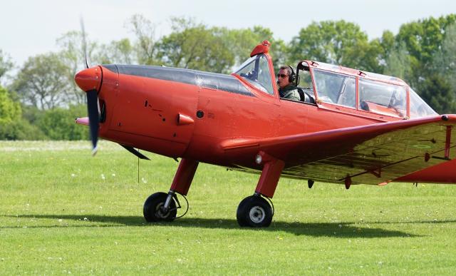 The de Havilland Chipmunk WP903 which the-then Prince Charles learnt how to fly in Spring 1969 while he was a student at Cambridge University on display at display at Shuttleworth aerodrome near Bedford on Sunday May 2 2023, as part of the King and Country Air Show. Credit should read: Hilton Holloway. 