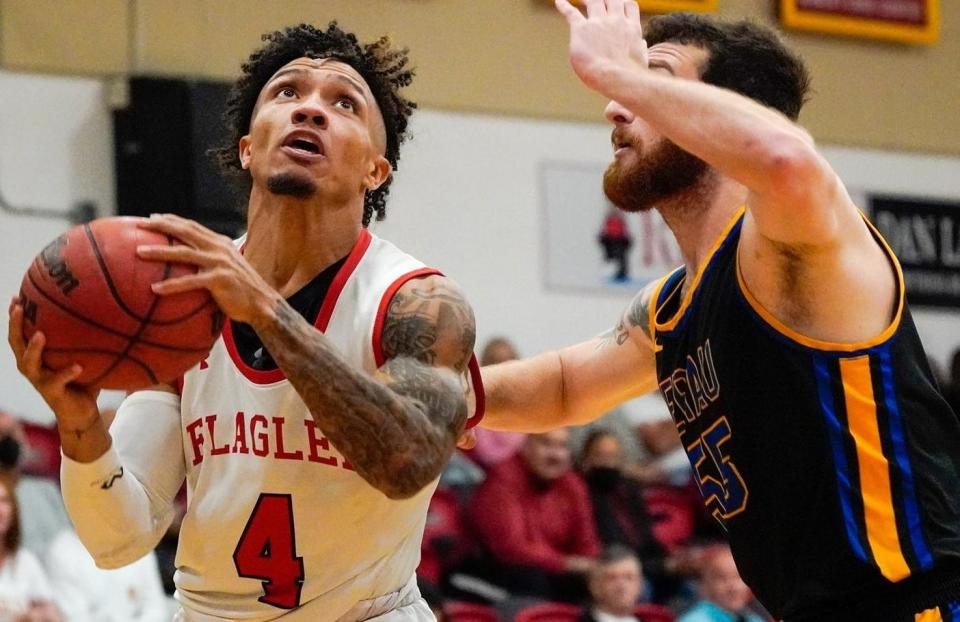 Flagler College senior guard Jaizec Lottie (4) has led the team in scoring the last two season since transferring from Arkansas-Little Rock.