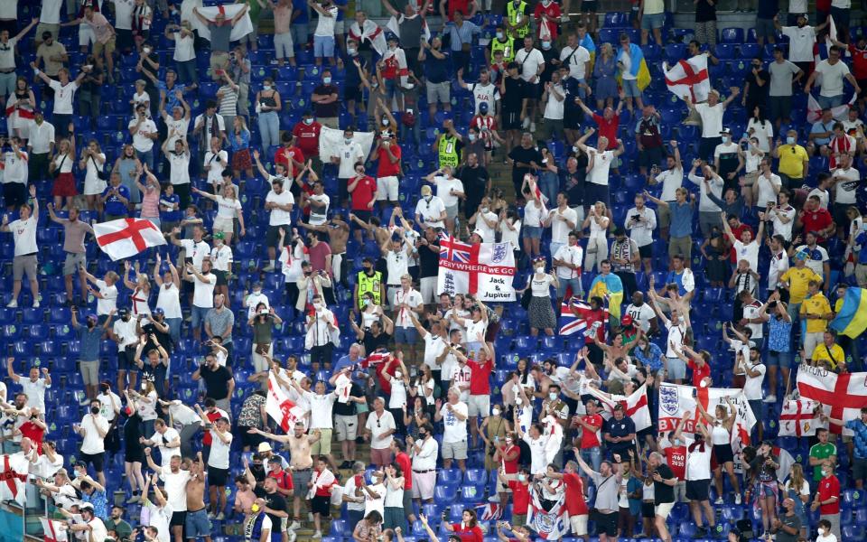 England fans in the stands at the Stadio Olimpico - PA