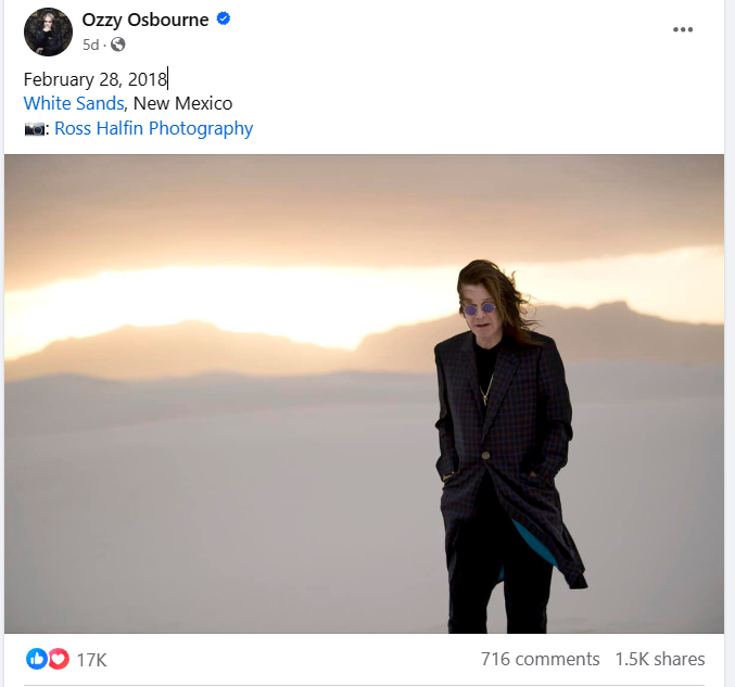 Ozzy Osbourne at White Sands National Park.