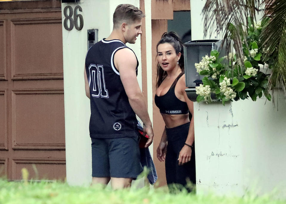 Married At First Sight star Michael ‘Mikey’ Pembroke with a mystery brunette outside a Vaucluse gym