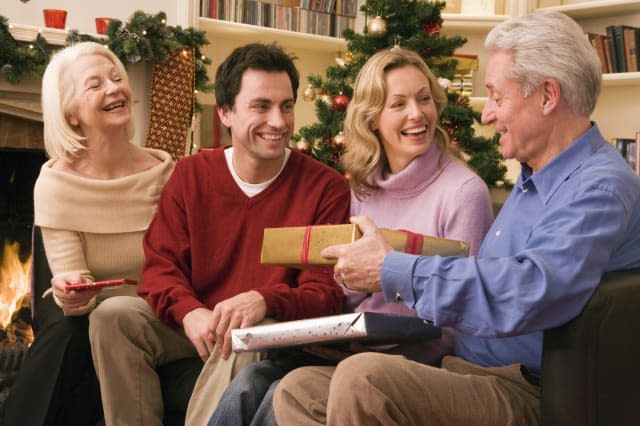 Portrait of family at Christmas