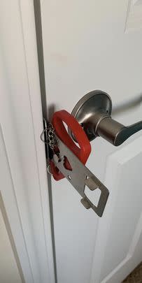 A portable door lock