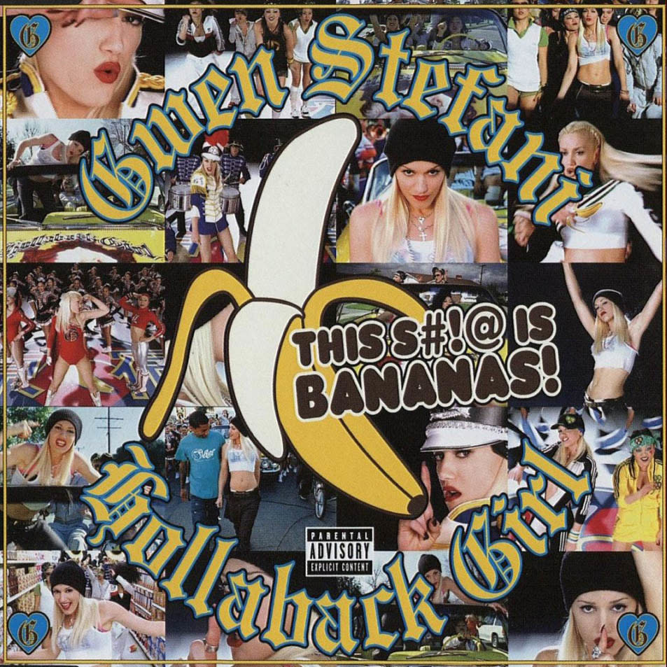 The single cover for Hollaback Girl featuring a collage of scenes from the music video for it