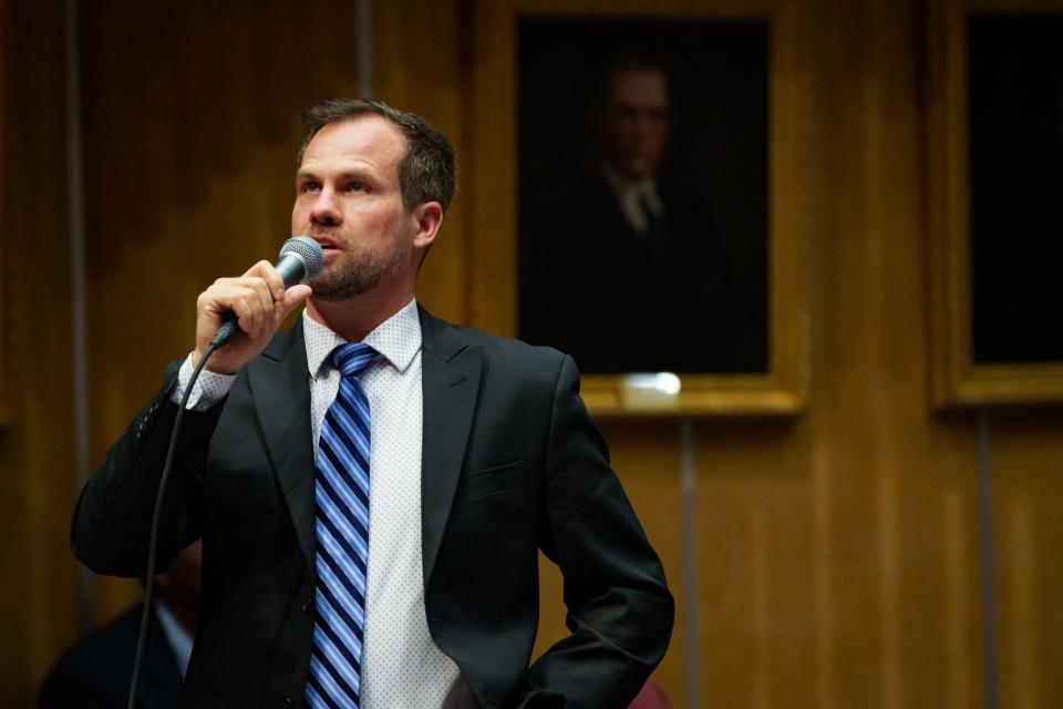 Arizona Senate President Warren Petersen speaks during an open session on March 20, 2023, at the Arizona Capitol in Phoenix.