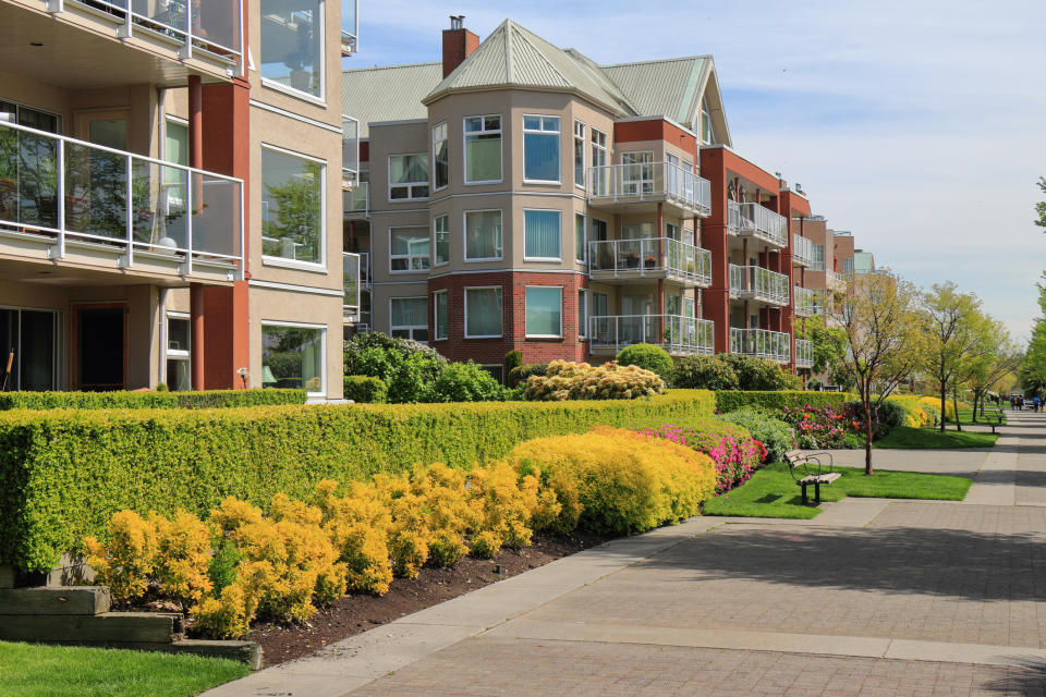 mid-rise apartment buildings.