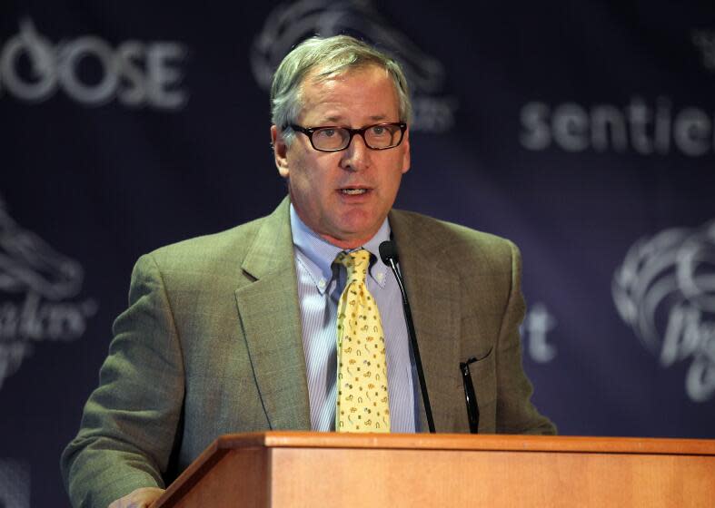 LOUISVILLE, KY - OCTOBER 31: Craig Fravel the President and CEO of the Breeders' Cup talks to the guests at the 2011 Breeders Cup Post Position Draw at Churchill Downs on October 31, 2011 in Louisville, Kentucky. (Photo by Andy Lyons/Getty Images)