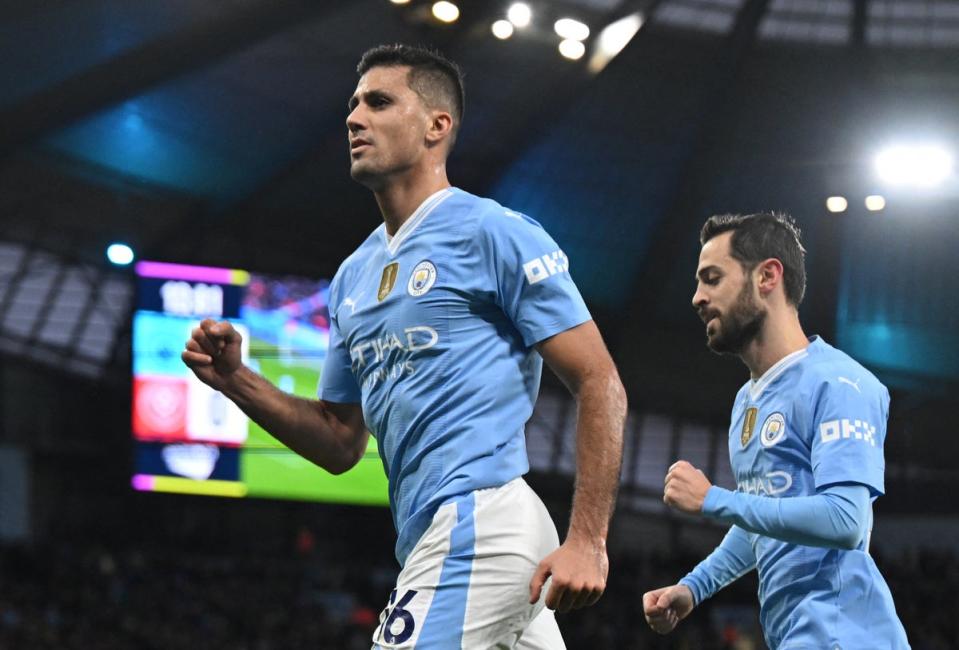 Rodri opened the scoring at Etihad Stadium (AFP via Getty Images)