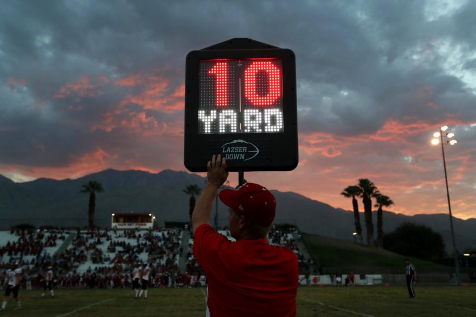 Palm Springs High School hosts Yucaipa in their season-opening football game in Palm Springs, Calif., on August 19, 2022. 