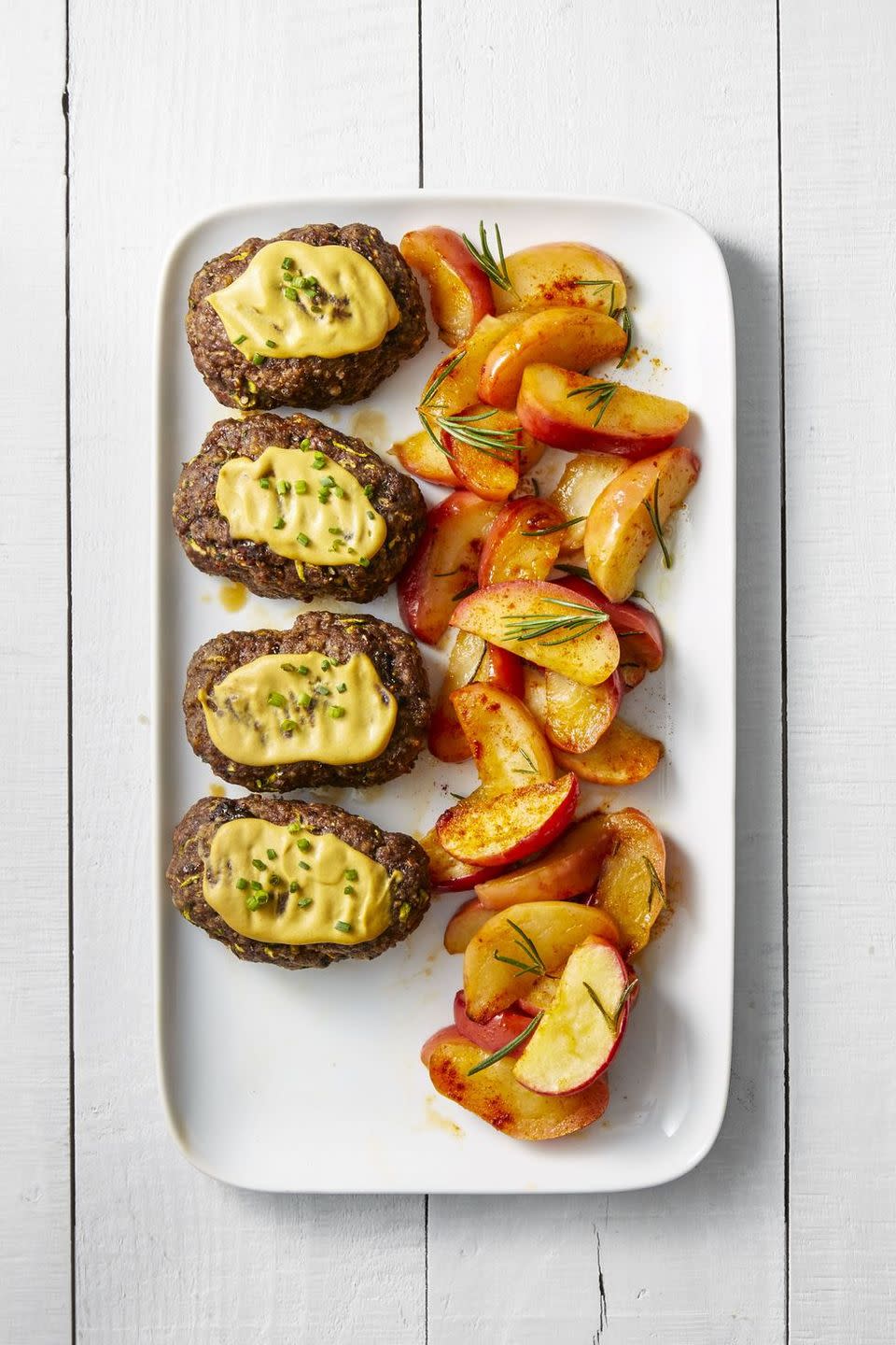 Mustard-Crusted Mini Meatloaves With Roasted Apples