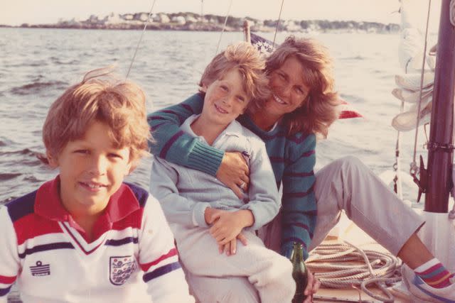 <p>Courtesy Josh & Seth Meyers</p> Josh and Seth sailing with mom Hilary in Marblehead, Mass., in 1981.