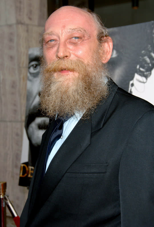 Ralph Richeson, who played “Deadwood’s” eccentric cook, died October 27 of heart failure at the age of 63. Richeson was just an extra on the HBO Western before producer David Milch gave him a speaking role; that evolved into Richardson, the antler-loving cook he played for three seasons. Richeson went on to appear in the 2008 Will Smith film “Hancock” and an episode of NBC’s “Parks and Recreation.” (Credit: Getty Images)