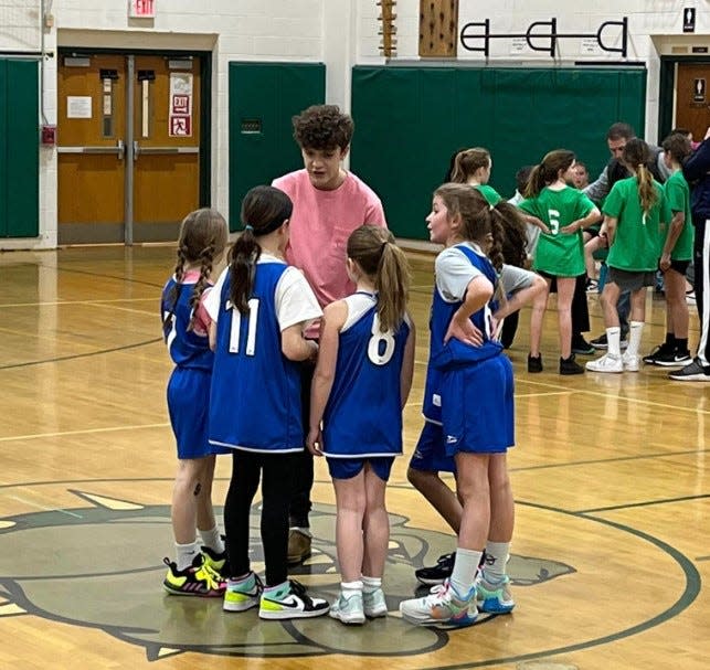 Northern Highlands freshman Parker Sacks was one of three youth coaches leading Allendale girls rec teams to victory this season, shown here advising his team during the championship game.