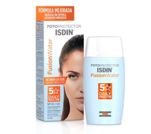 ISDIN Fotoprotector Fusion Water SPF 50, Protector Solar Facial de fase acuosa para uso diario, Textura ultra ligera, 50 ml/Amazon.com.mx