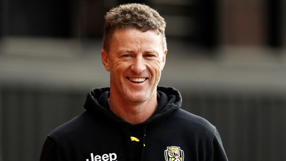 Richmond coach Damien Hardwick (pictured) said his wife was not to happy with his comments about the Sydney Swans following the match. (Getty Images)