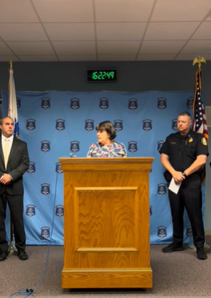 Lowell Police Department Superintendent Greg Hudon speaks at a press conference about the June 14, 2024 slaying of Ahliana Dicke, 15.