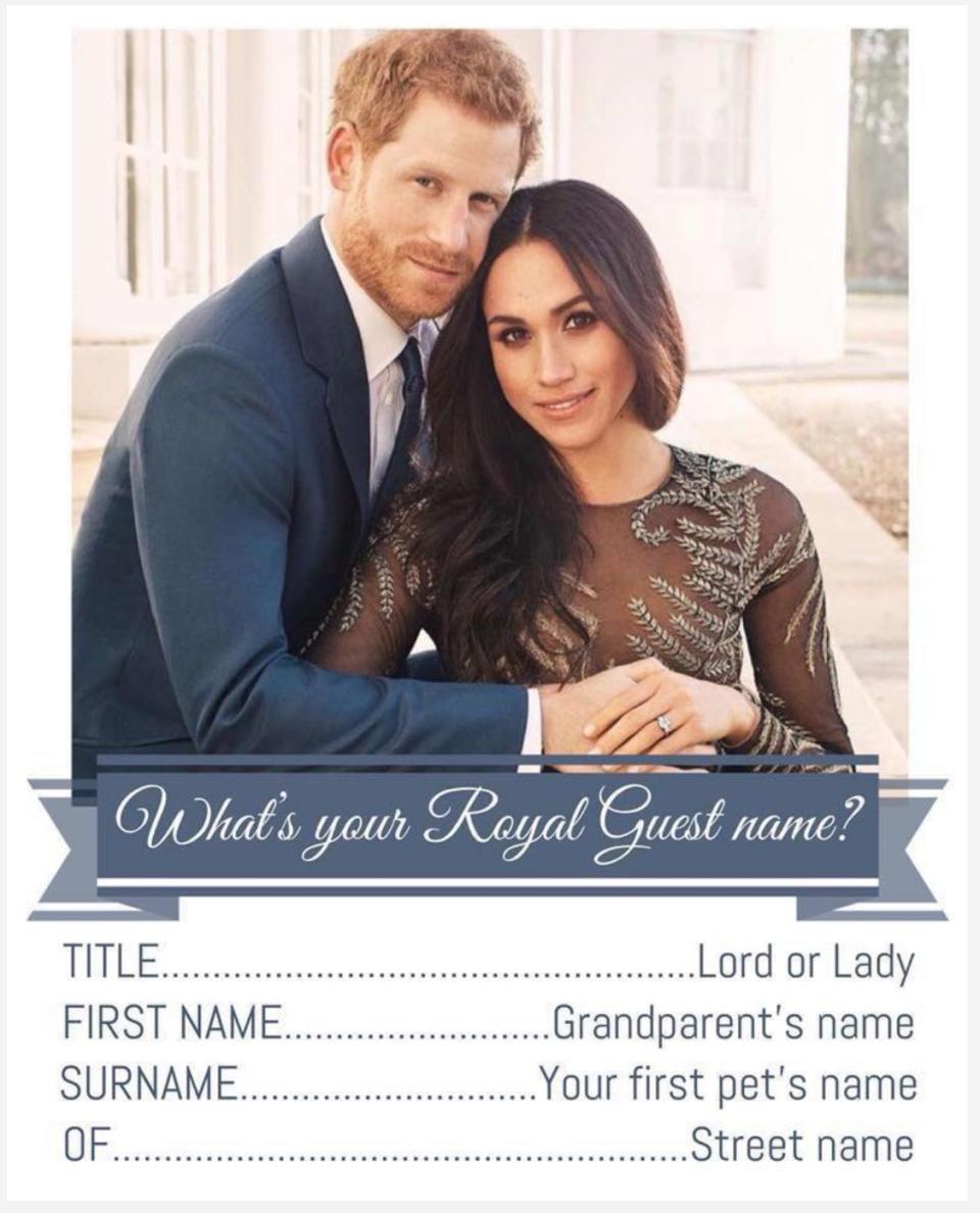 This is one version of the "royal guest name" quiz. (Photo: Screenshot)