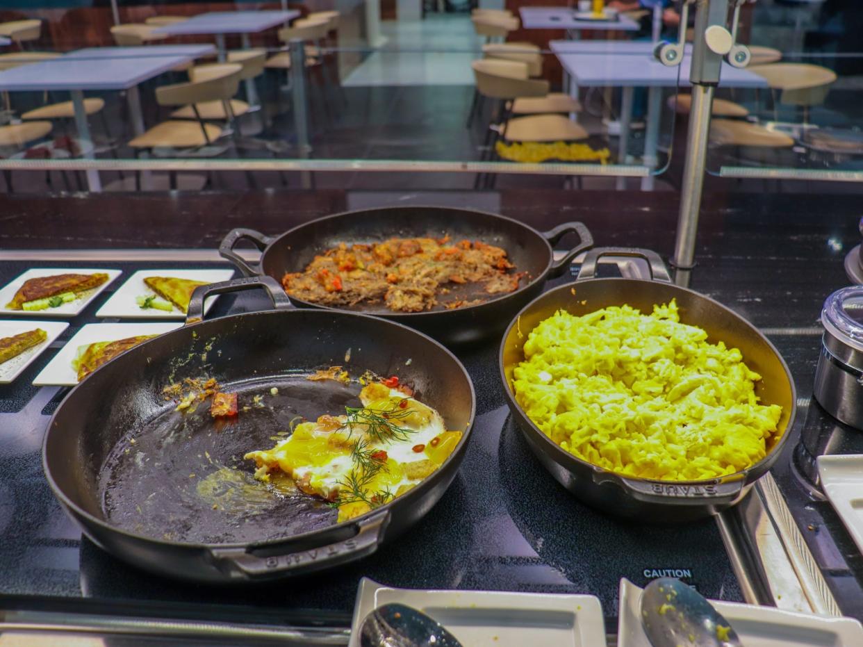 The hot food buffet at the American Express Centurion Lounge at LaGuardia Airport — Amex Centurion Lounge LaGuardia Airport