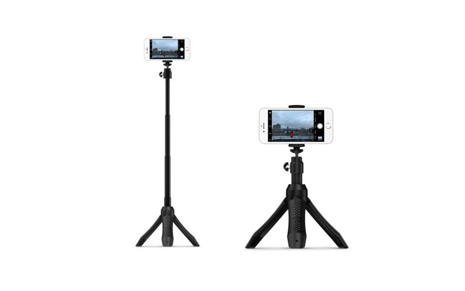 <p>Get truly professional-quality photos with your iPhone by packing this compact, four-in-one camera stand. IK Multimedia’s iKlip Grip Pro serves as a tripod, an extendable monopod (a.k.a. selfie stick) tripod adapter, and a video handle (for steady footage). Weighing less than eight ounces, the iKlip Grip Pro won’t weigh down your suitcase, and the mount allows for a full 360 degrees of rotation. Another highlight is the included Bluetooth shutter, which allows you to snap a photo remotely.</p> <p><strong>To buy:</strong> <a rel="nofollow noopener" href="http://www.apple.com/shop/product/HKMW2ZM/A/ik-multimedia-iklip-grip-pro-multifunction-camera-stand" target="_blank" data-ylk="slk:apple.com;elm:context_link;itc:0;sec:content-canvas" class="link ">apple.com</a>, $60</p>