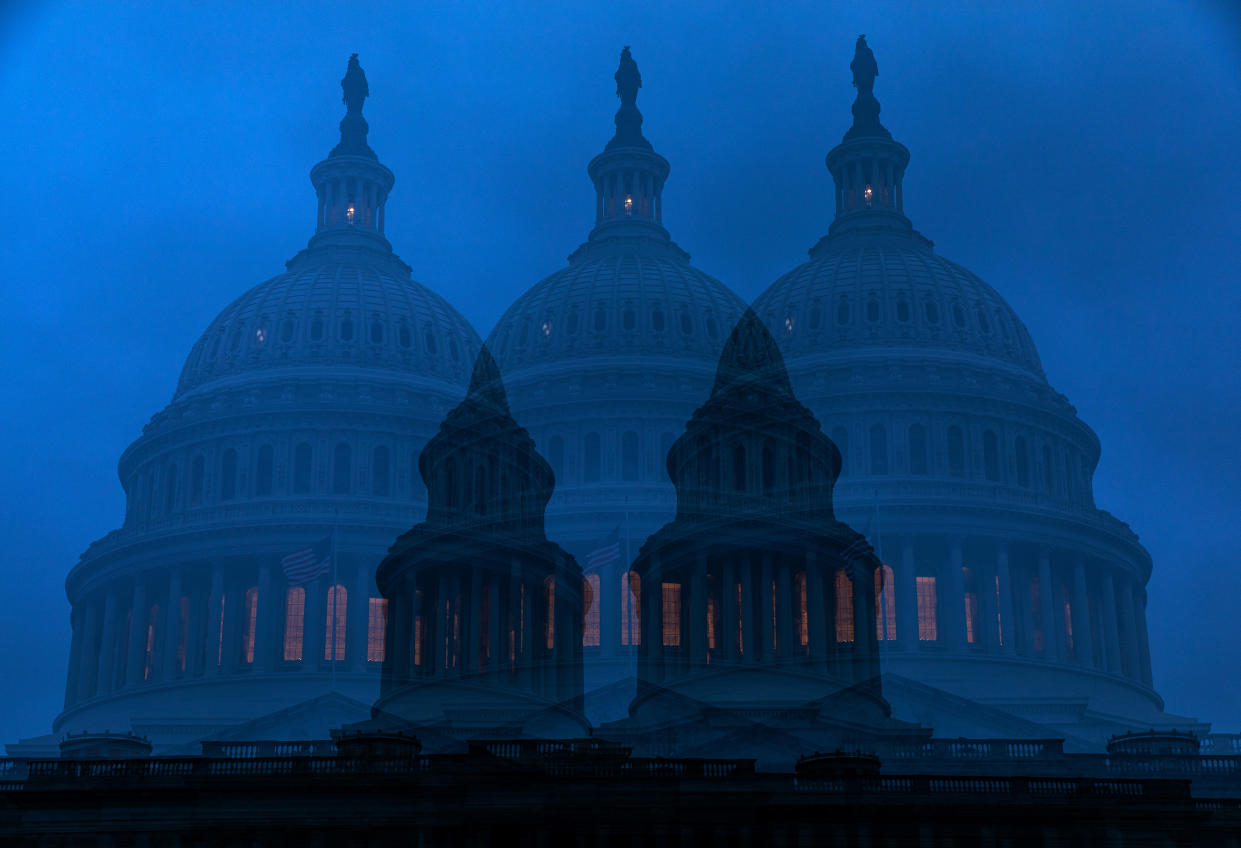 Una fotografía de exposición múltiple muestra el Capitolio en Washington, el 16 de diciembre de 2020. (Damon Winter/The New York Times)