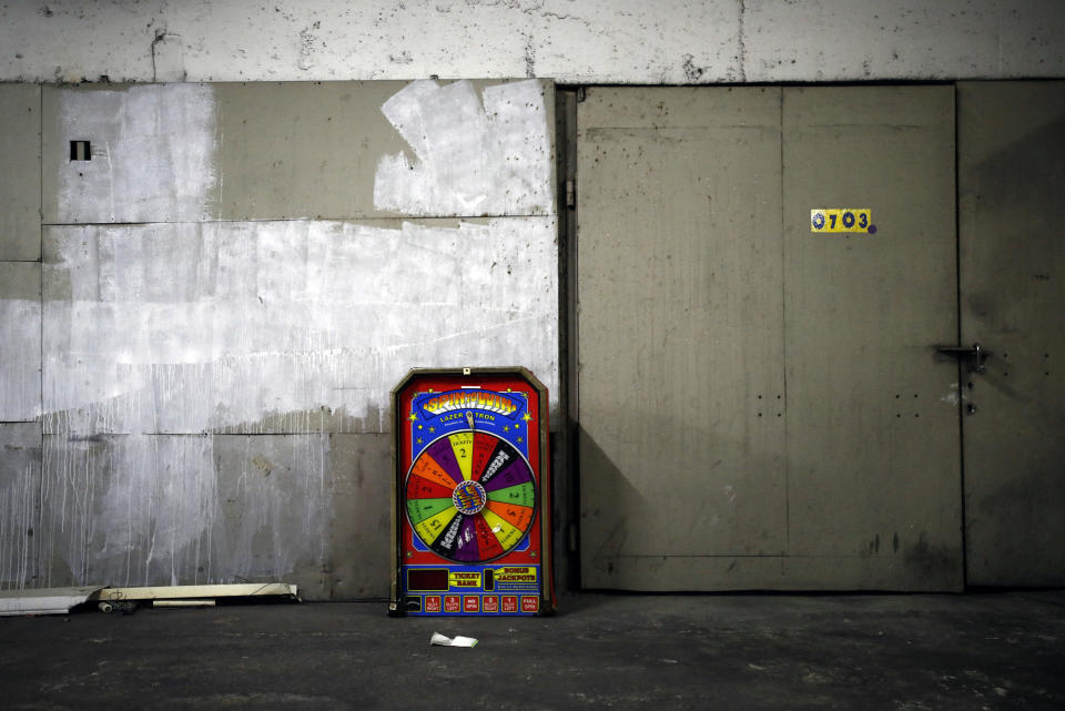 A discarded gaming machine in the basement at the Central Bus Station on May 25. (Photo: Corinna Kern/Reuters)