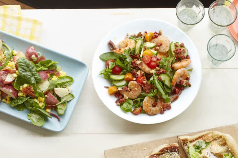 Shrimp Salad with Crispy Chorizo and Almonds