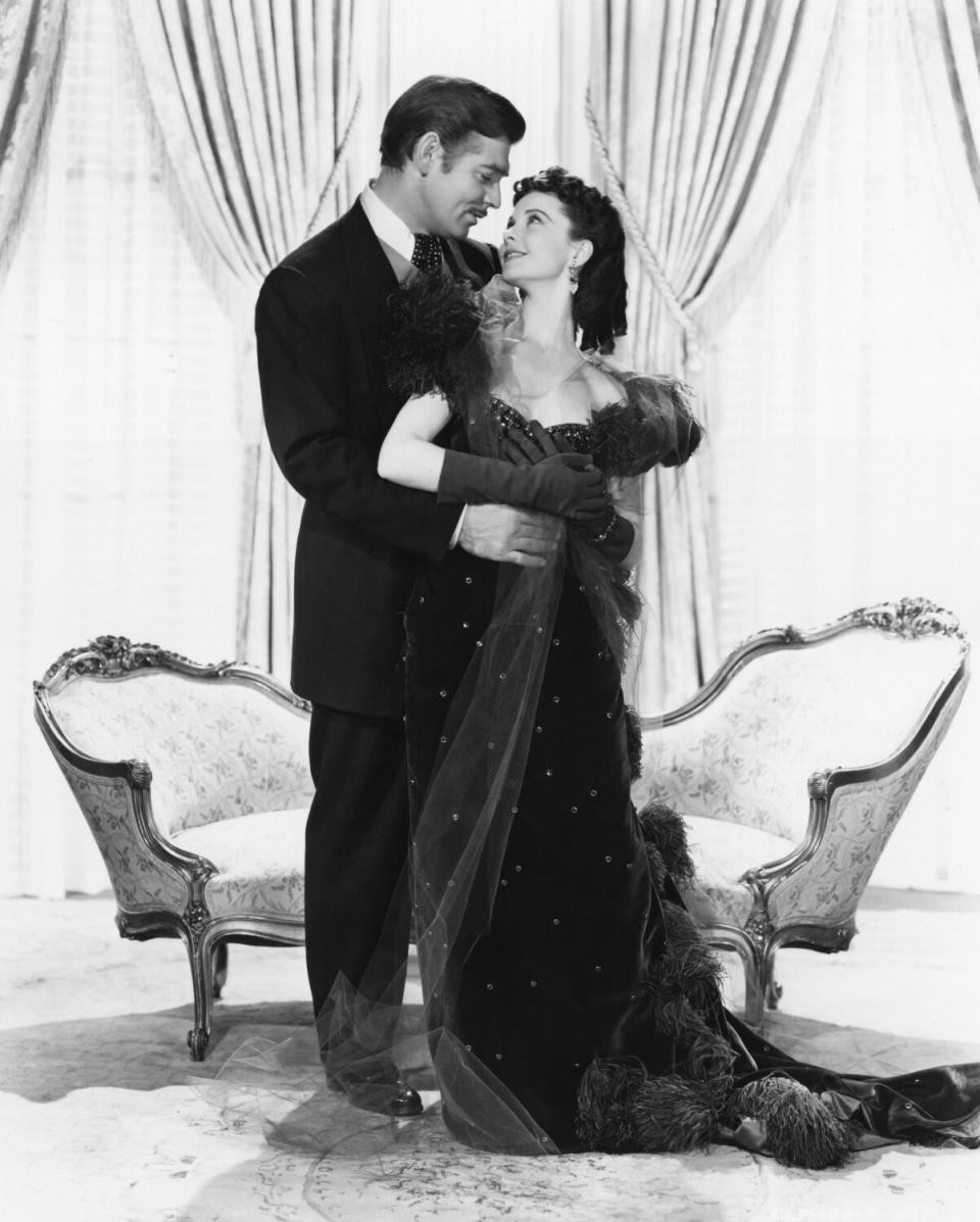 Vivien Leigh and Clark Gable on the set of 'Gone With the Wind',