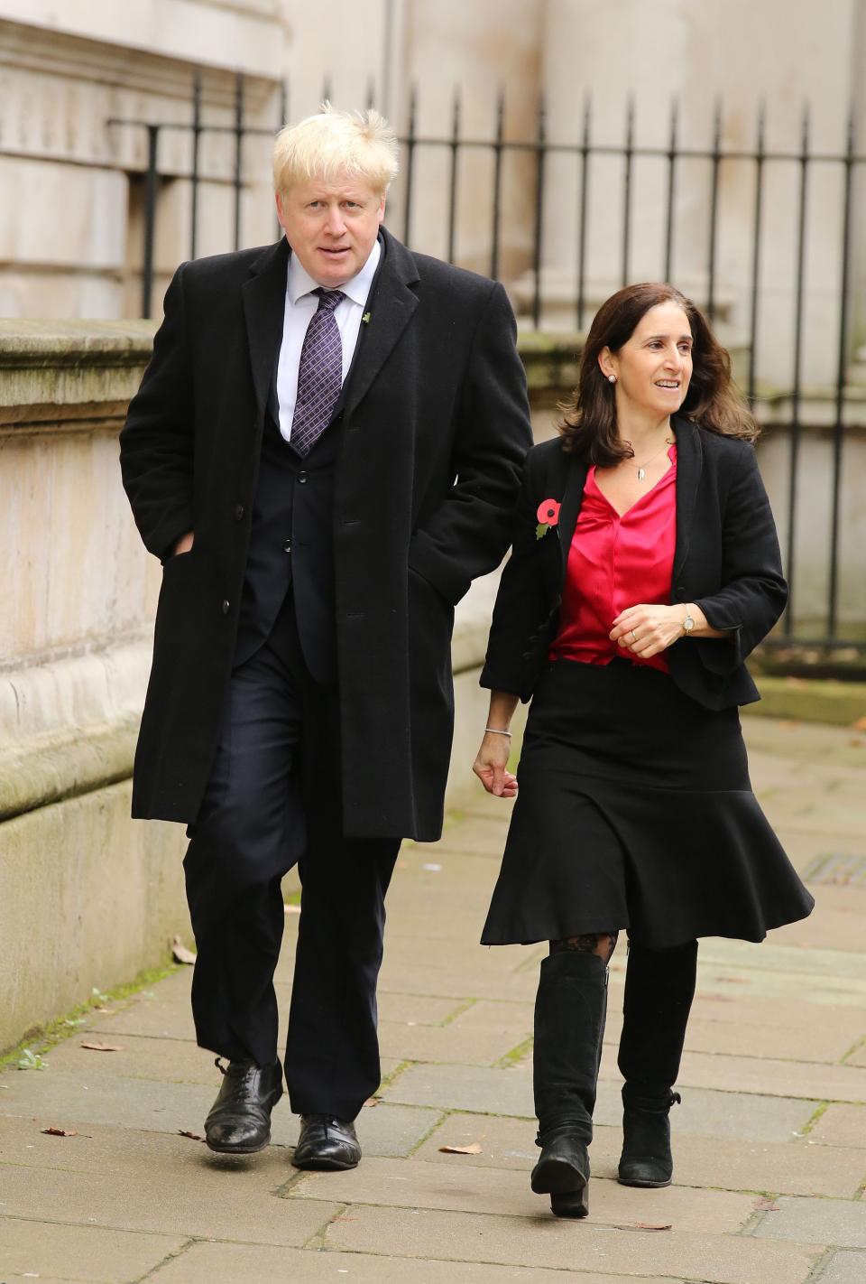 Mayor of London Boris Johnson and his wife Marina Wheeler walk through Downing Street on their way to the annual Remembrance Sunday service at the Cenotaph memorial in Whitehall in 2015. (PA)