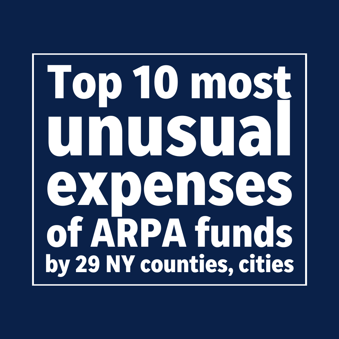 Top 10 most unusual expenses of ARPA funs by 29 NY counties, cities