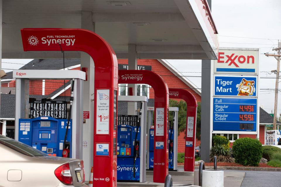 An example of high gas prices, as prices have hit another record weeks before the summer driving season is set to begin, at Exxon on Route 35 in Keyport, NJ Thursday, May 12, 2022.