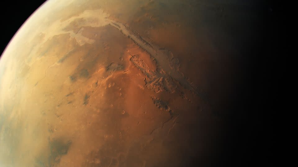 The new images show details of Mars’ topography, like the Valles Marineris, which is known as the “Grand Canyon of Mars,” in stunning detail. - EMM/EXI/Dimitra Atri/NYU Abu Dhabi Center for Astrophysics and Space Science