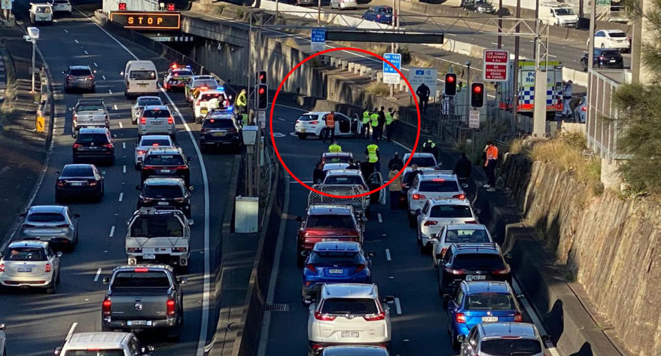 Sydney Harbour Tunnel protest traffic 