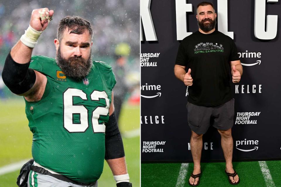 <p>Andy Lewis/Icon Sportswire via Getty; Lisa Lake/Getty</p> Jason Kelce talks his love for flip-flops