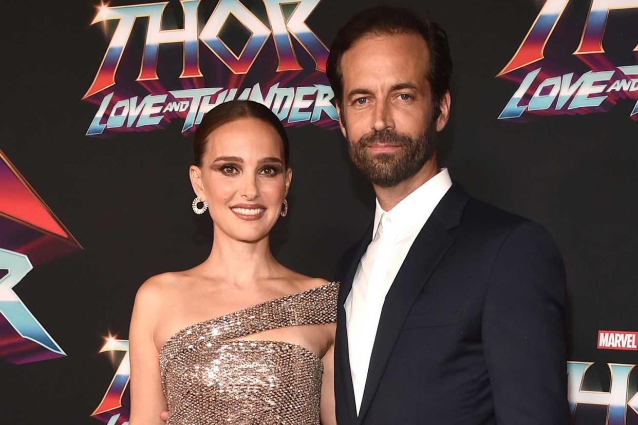 Natalie Portman and Benjamin Millepied attend the Thor: Love and Thunder World Premiere at the El Capitan Theatre in [Hollywood], California on June 23, 2022.