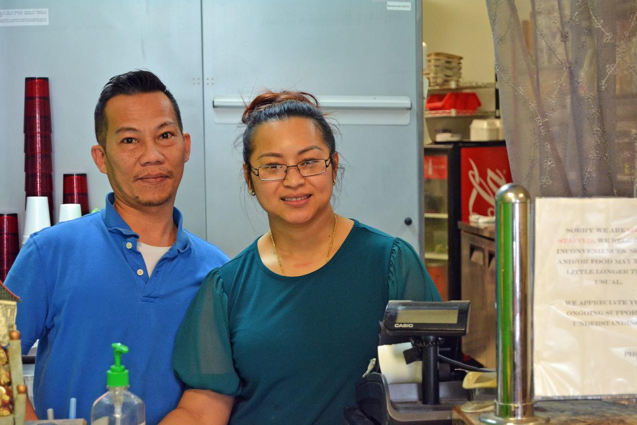 Hiep and Julie Quan stand behind the counter Thursday at Pho Quan Viet Cuisine on Vandiver Drive. The restaurant is moving its location to Paris Road, opening there sometime in February in the former Hardee's building at the corner of Paris Road and Whitegate Drive.