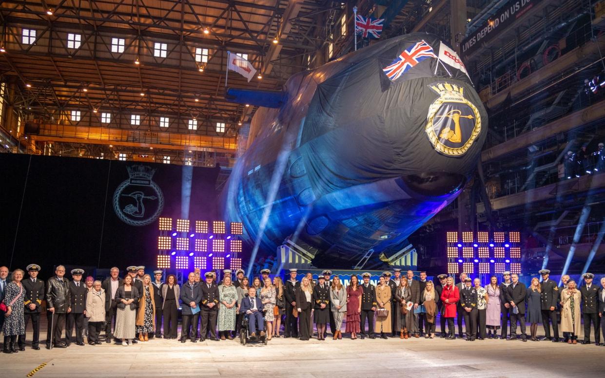 The latest Astute class submarine of the Royal Navy, HMS Agamemnon, at her naming ceremony in Barrow-in-Furness. Only two or three other nations could produce a warship of equal power and capability