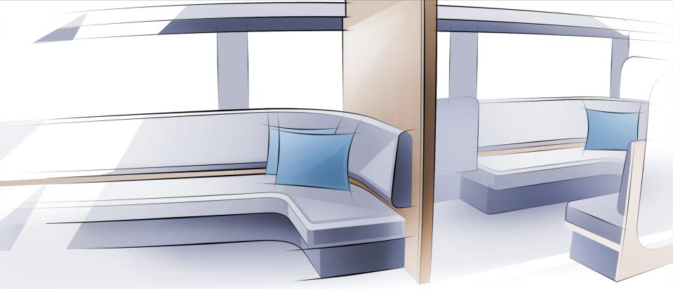 The California High-Speed Rail released concept renderings that show what the interior of its trains might look like when the service launches in 2030. (California High-Speed Rail Authority)