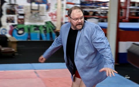 This image released by Showtime shows Jason Spencer in a scene from the series "Who Is America," starring Sacha Baron Cohen - Credit: AP