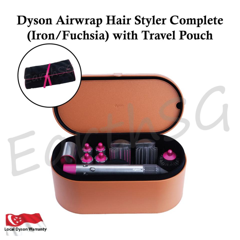 Dyson Airwrap Hair Styler Complete (Iron/Fuchsia) with Travel Pouch. (Photo: Shopee SG)