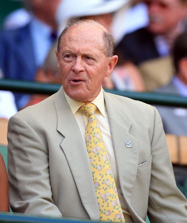 Sir Geoffrey Boycott sat in the Royal Box at Wimbledon