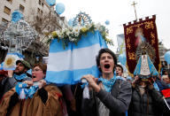 <p>Anti-abortion-rights activists gather as lawmakers are expected to vote on a bill legalizing abortion, in Buenos Aires, Argentina, Aug. 8, 2018. (Photo: Martin Acosta/Reuters) </p>