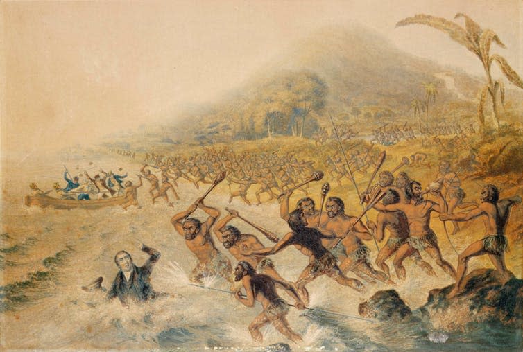 <span class="caption">The Massacre of John Williams.</span> <span class="attribution"><span class="source">National Library of New Zealand</span></span>